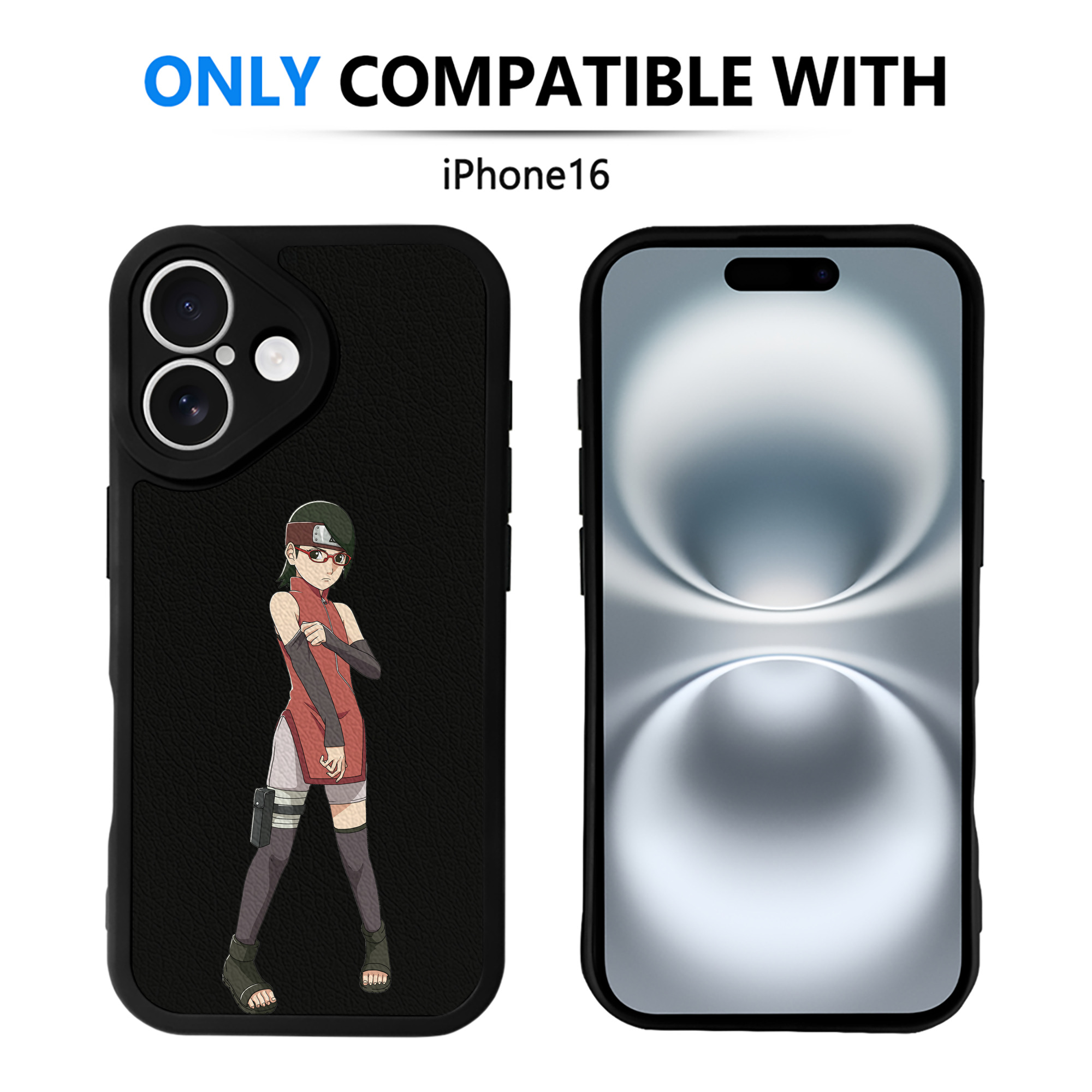 （画像用） NARUTO -ナルト- うちは サラダ Uchiha Sarada 【iPhone 16シリーズ対応】シリコンスマホケース（レザー調） 材質：シリコン